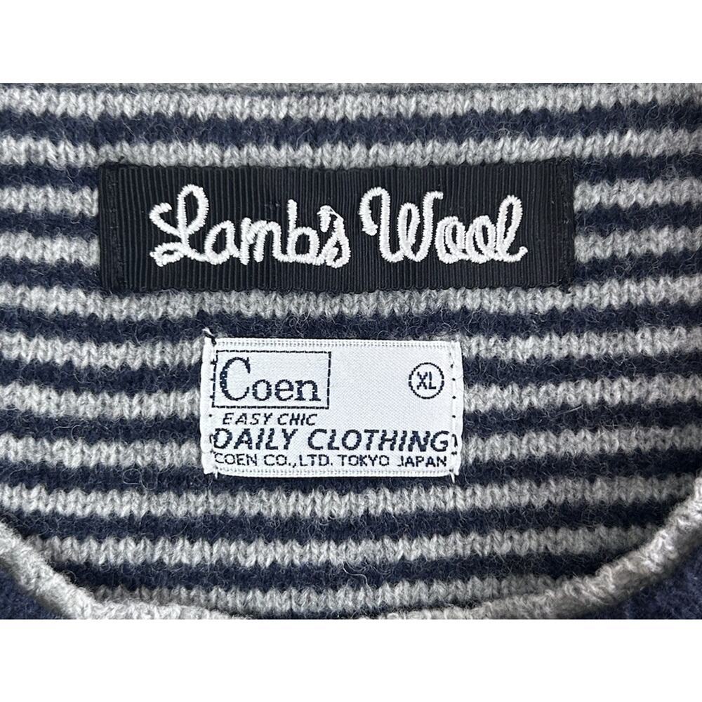 Coen Tokyo Japan Lambs Wool Knit Men’s Crewneck Sweater Navy Blue Size XL - Picture 5 of 7